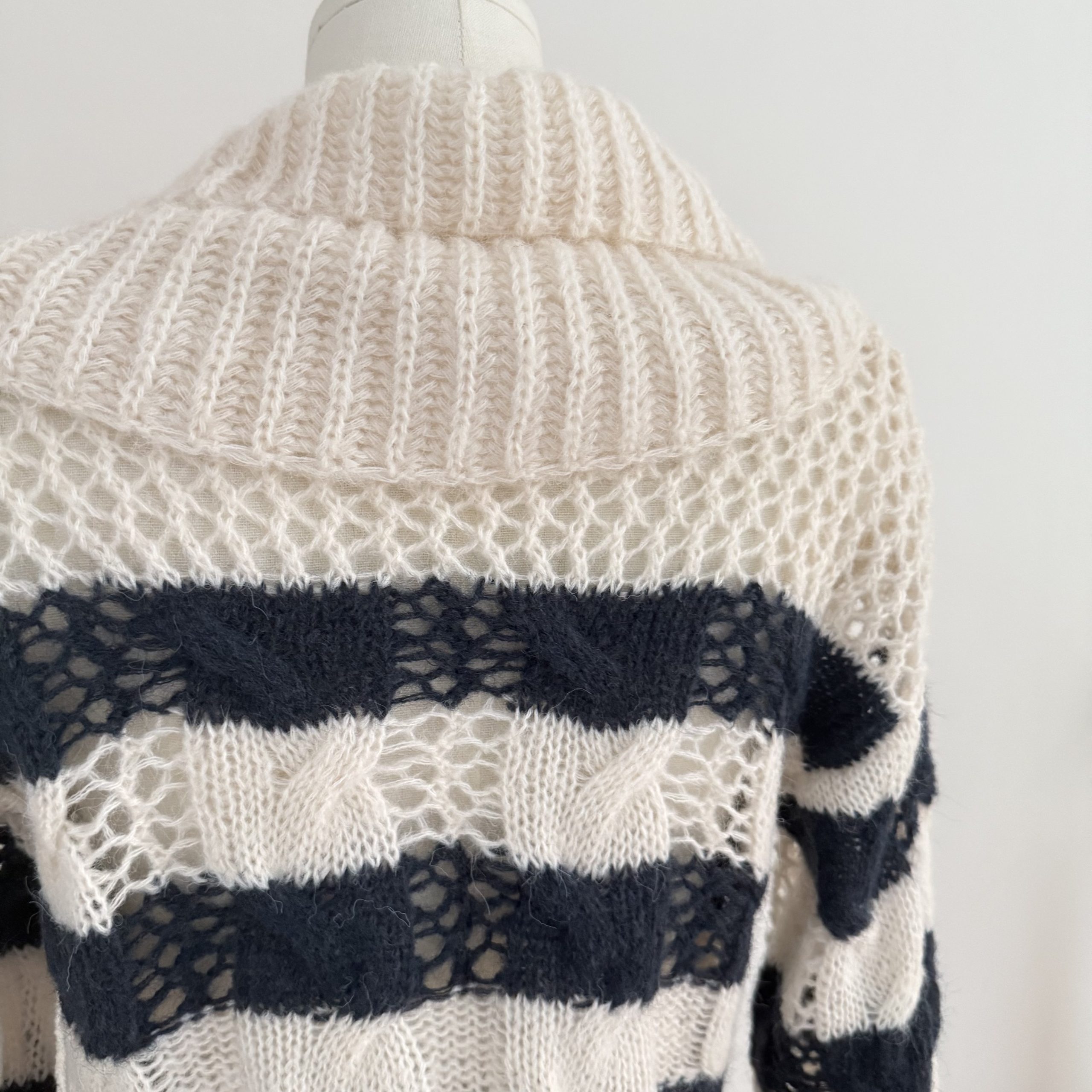 Chien diy Merino Wool Striped Knit Cardigan Sweater for Women - Image 5