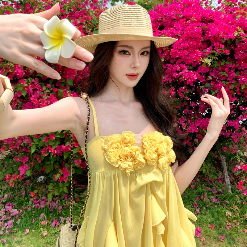 Women's French Style Sling Dress Summer 2026 New Pure Desire Cake Dress Vacation Dress - Image 5