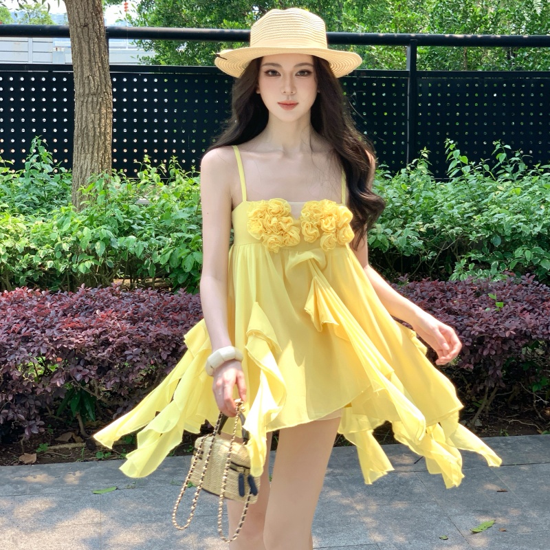 Women's French Style Sling Dress Summer 2026 New Pure Desire Cake Dress Vacation Dress - Image 4