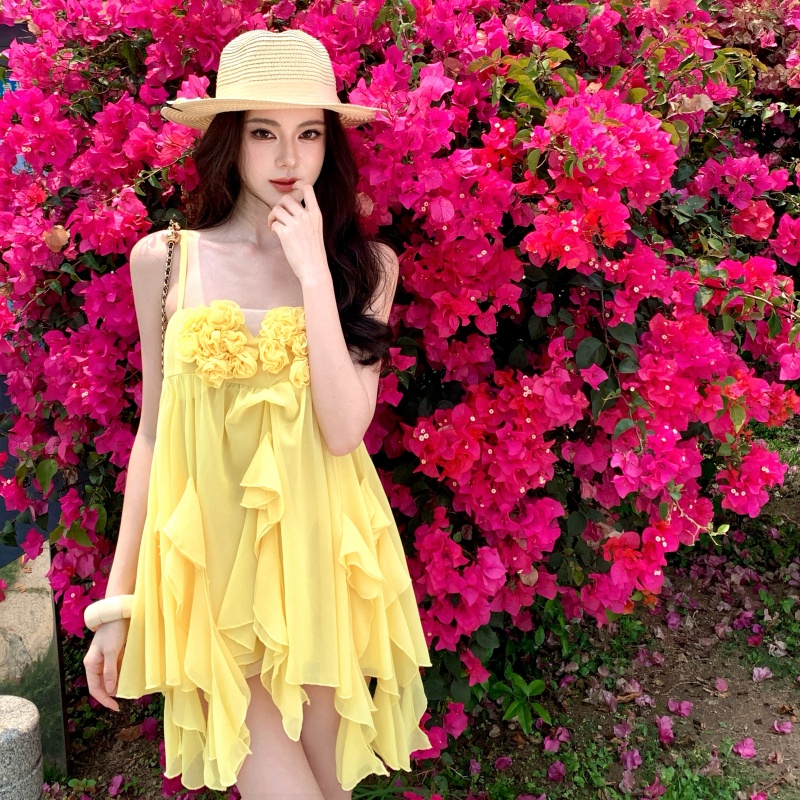 Women's French Style Sling Dress Summer 2026 New Pure Desire Cake Dress Vacation Dress - Image 3