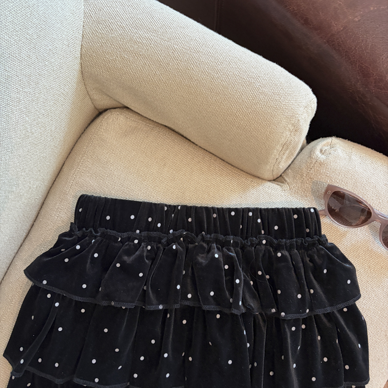 2026 Autumn Winter Polka Dot Velvet A-Line Skirt for Women High Waist Tiered Short Skirt - Style a6e96f - Image 4