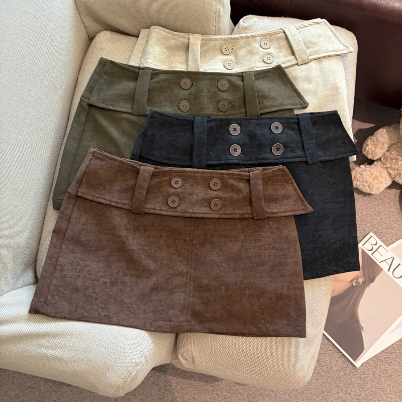 2026 Autumn American Retro High Waist A-Line Mini Skirt for Women