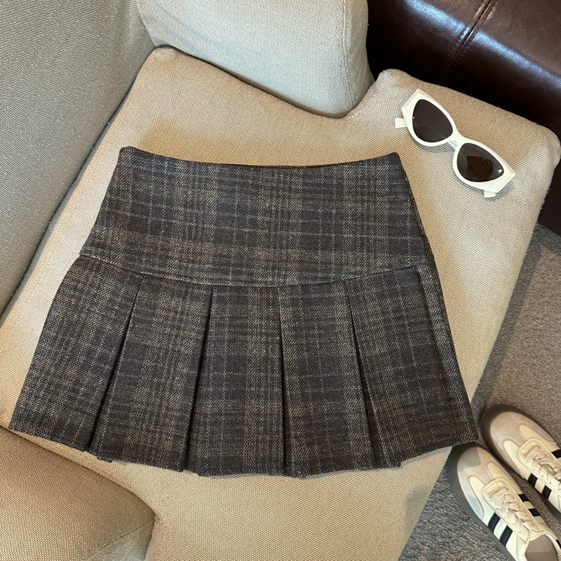 2026 Autumn Winter Korean Preppy Pleated Mini Skirt in Thin Wool Blend - Style 5d175c - Image 4