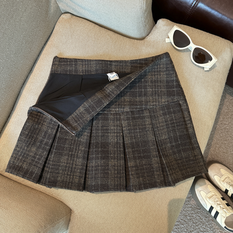 2026 Autumn Winter Korean Preppy Pleated Mini Skirt in Thin Wool Blend - Style 5d175c - Image 5