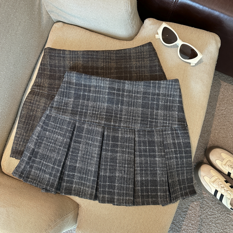 2026 Autumn Winter Korean Preppy Pleated Mini Skirt in Thin Wool Blend - Style 5d175c