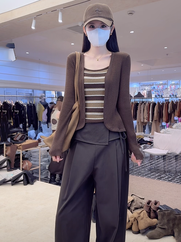 Women's Light Luxury Korean Lazy Style Knit Top Two-Piece Set