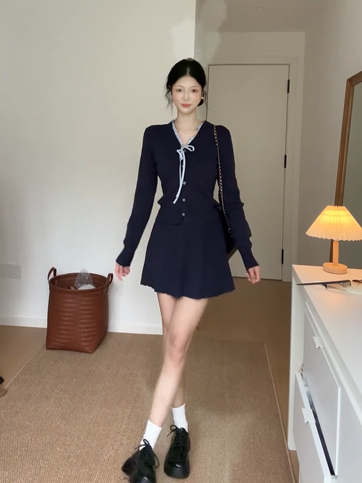 Women's Knit Sweater Set with Skirt - Fall Winter Two-Piece Outfit - Image 2