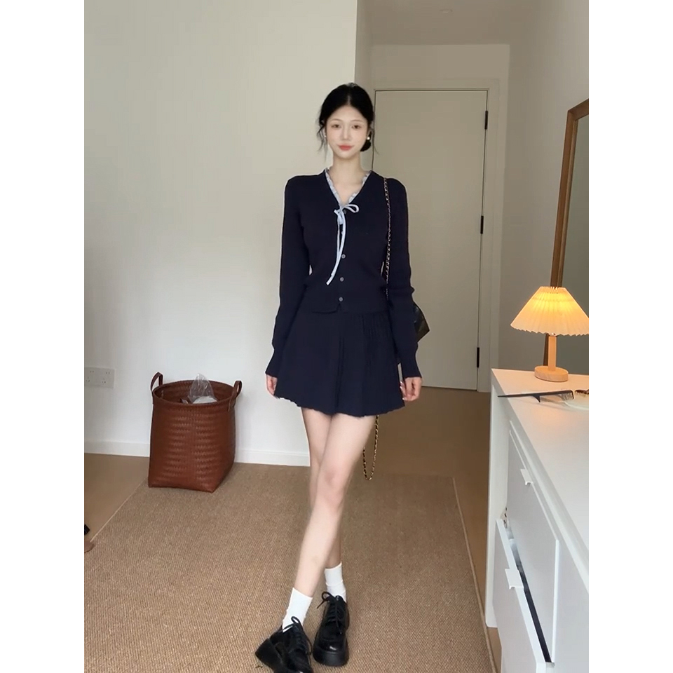 Women's Knit Sweater Set with Skirt - Fall Winter Two-Piece Outfit - Image 5