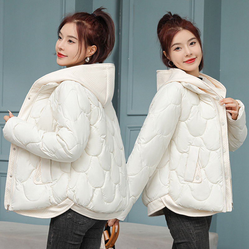Women's Short Quilted Padded Winter Jacket with Hood Korean Style