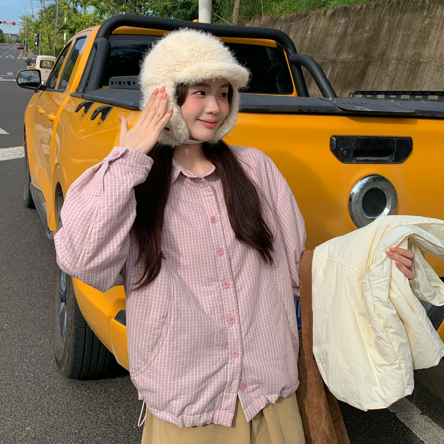 2026 Winter Korean Loose Layered Cotton Padded Plaid Shirt Women - Image 4