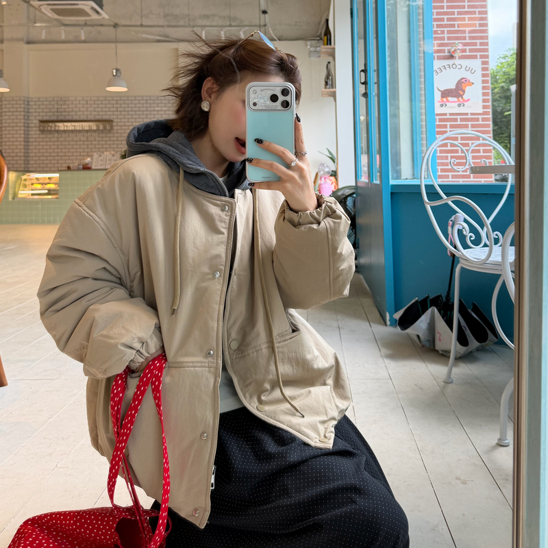 Women's Korean Style Hooded Cotton Padded Jacket Short Winter Coat 2026